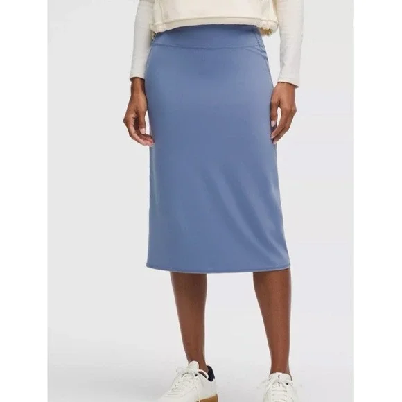 NEW Lululemon Nulu Slim-Fit High-Rise Skirt Oasis Blue Size 12 Office Errands - Picture 2 of 9